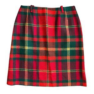 Vintage Red Plaid Wool Pencil Skirt size 11